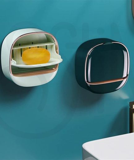 1Pc Wall Mounted Soap Holder With Drain Tray | Stylish Soap Dish Holder Waterproof For Kitchen and Bathroom (Random color) – Easy & Useful Home Solution